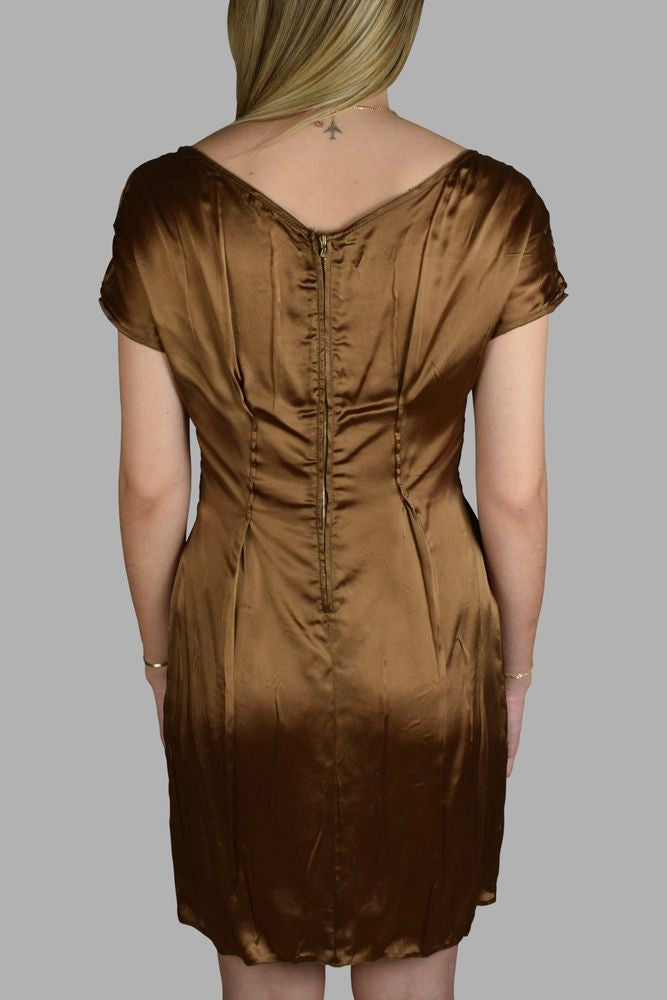 Prada Fluid Silky Brown Mini Dress