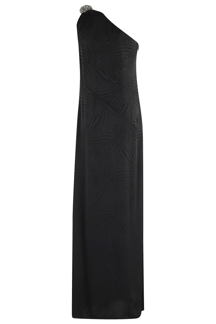 Amen Zebra Jacquard One-Shoulder Dress With Jewel Detailing