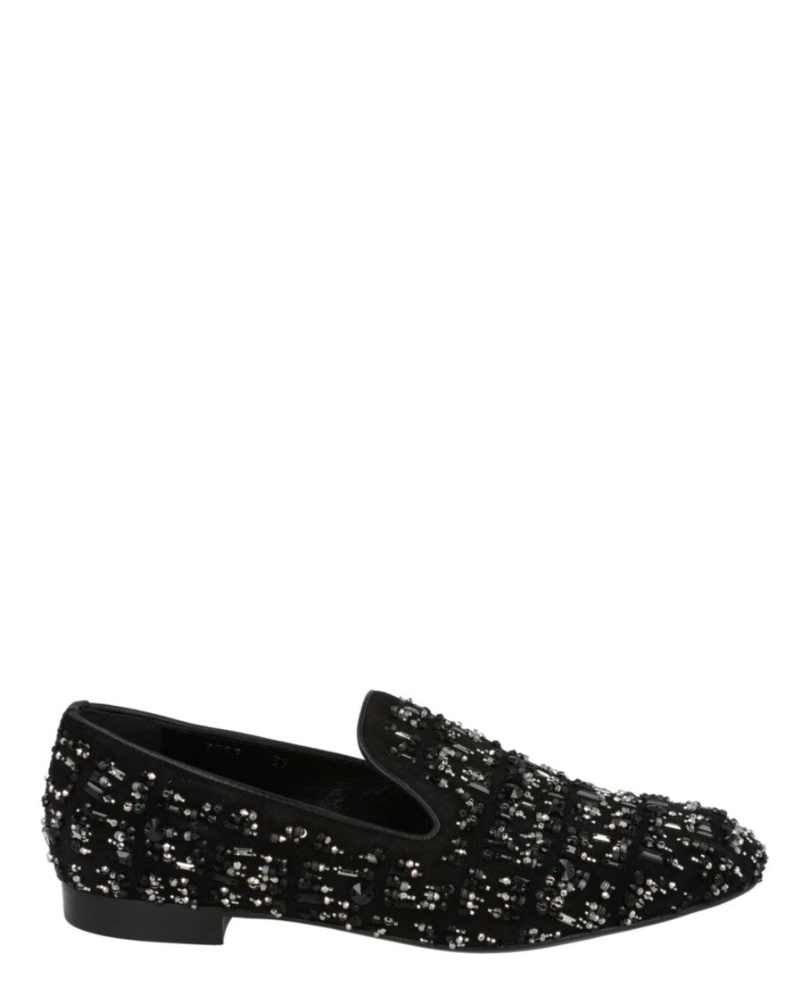Versace Suede Bead-Embellished Slippers