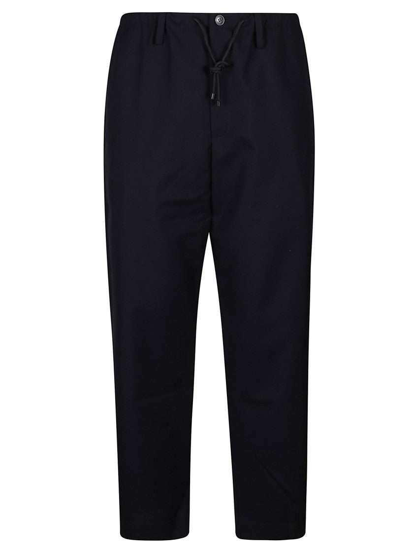 Dries Van Noten Drawstring Waist Penny Wool Pants With Tailored Silhouette