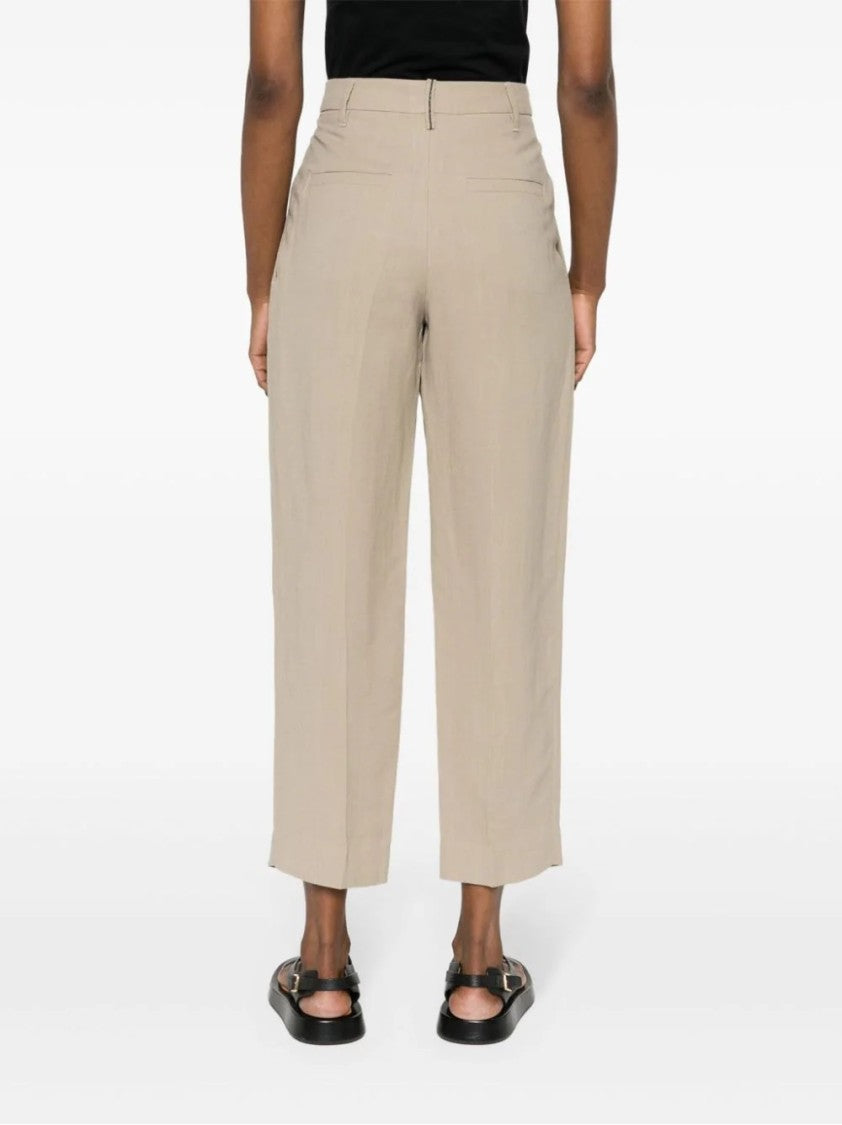 Brunello Cucinelli Cropped Tailored Trousers With Pleated Front