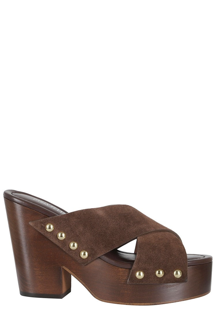 Paris Texas Ebony Marisol Decorative Studs High Heel Leather Mules