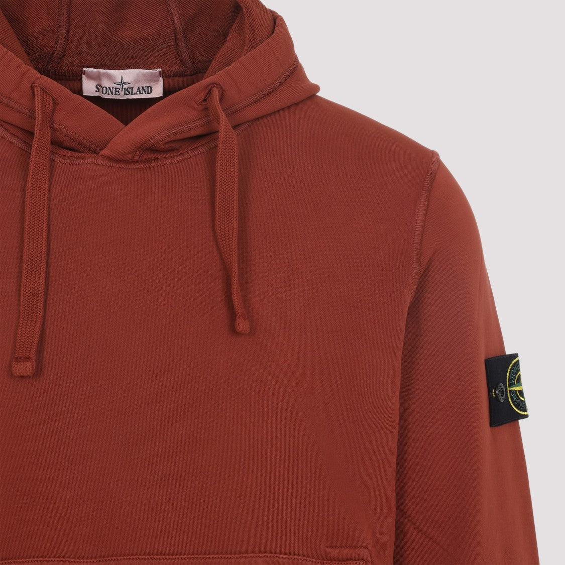 Stone Island Brick Red Cotton Hoodie Sweater