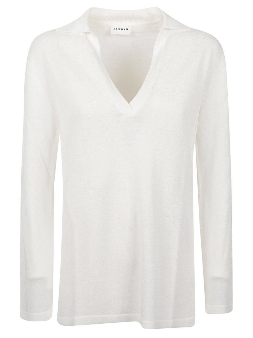 P.A.R.O.S.H. Babygirl V Neck Linen Blend Sweater