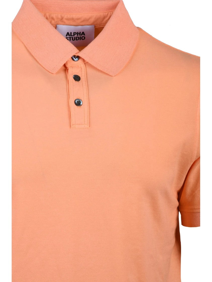 Alpha Studio Peach Cotton Stretch Polo