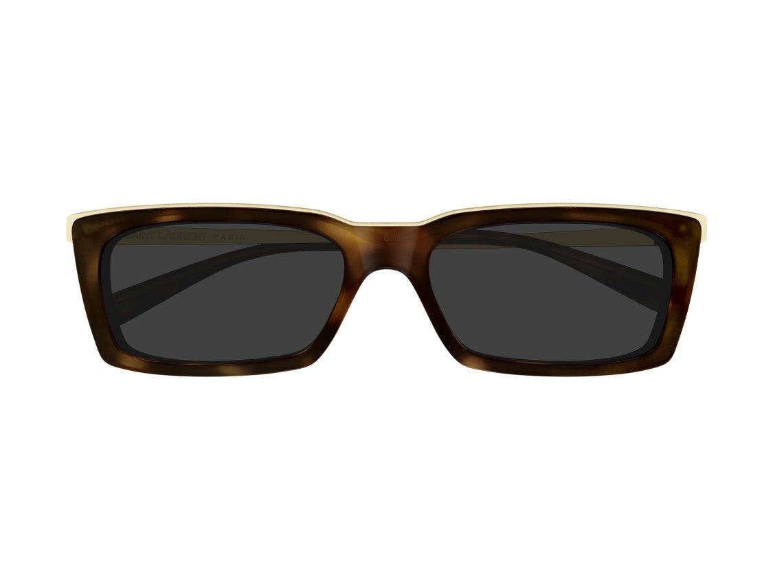 Saint Laurent Gold Sl 766 Tortoiseshell Acetate Rectangular Sunglasses