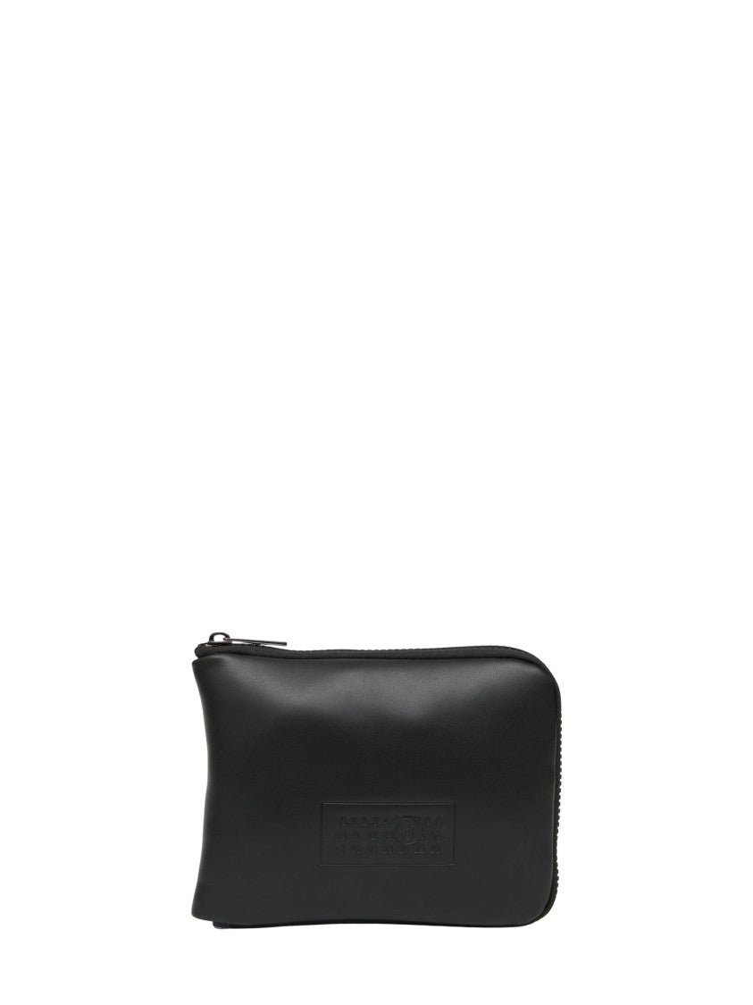 Mm6 By Maison Margiela Matte Black Zip-Around Pouch With Minimalist Design