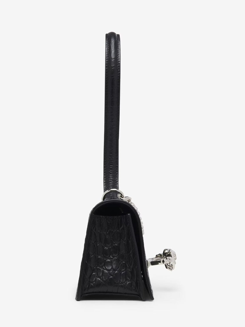 Alexander Mcqueen Jewelled Top Handle Shoulder Bag - Leather - Black