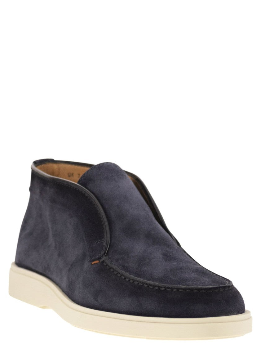 Santoni Blue Suede Desert Boot