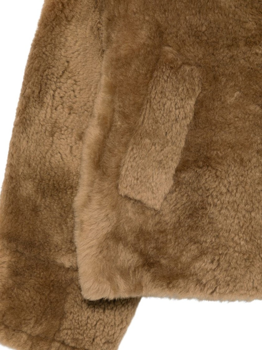 Ami Paris Plush Boxy Cropped Suede-Collar Jacket