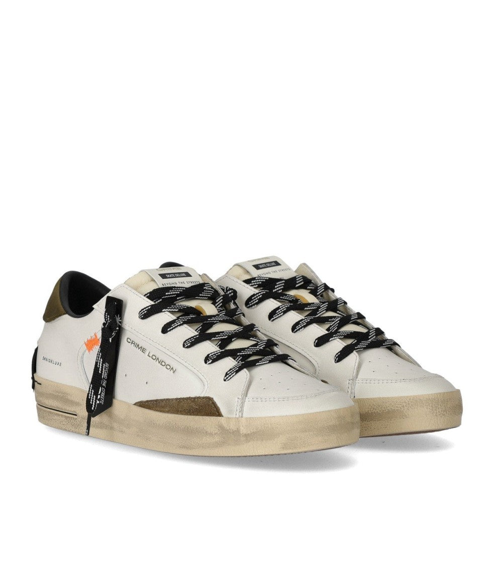 Crime London Sk8 Deluxe White Military Sneaker