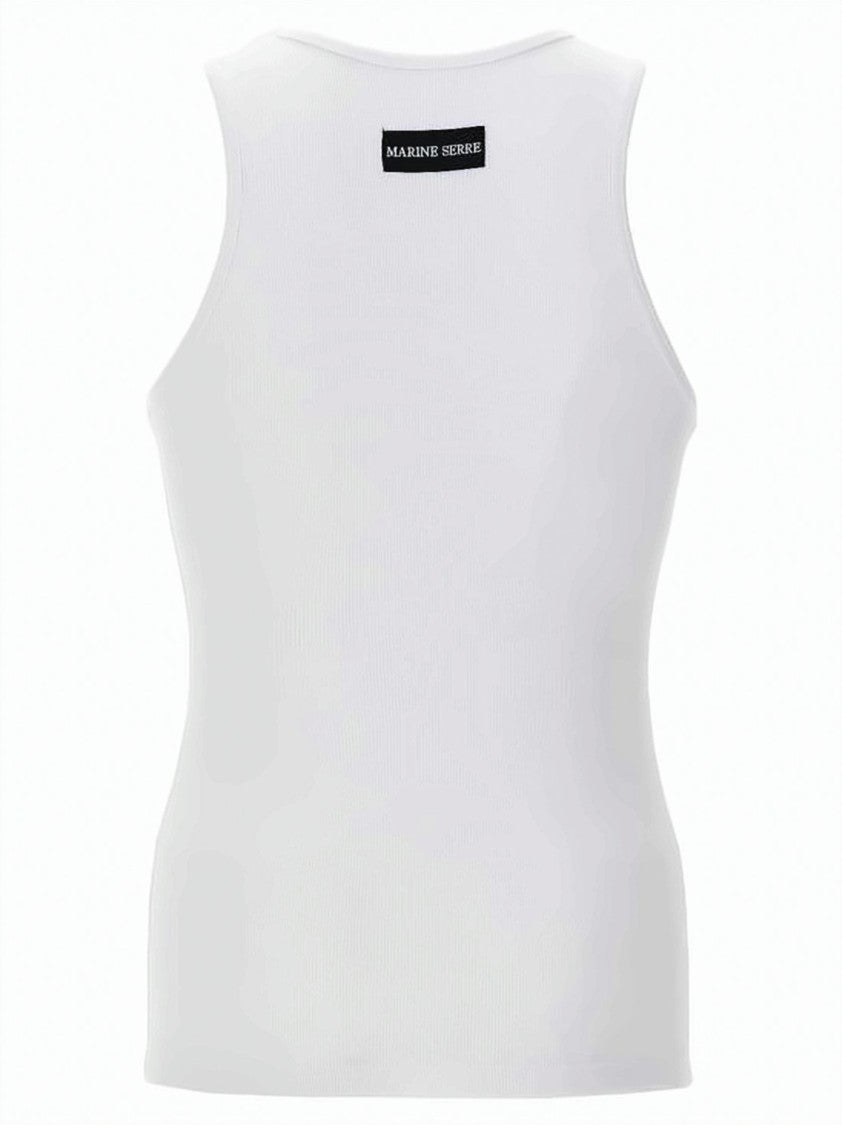 Marine Serre Ribbed Fitted Tank Top With Circular Emblem