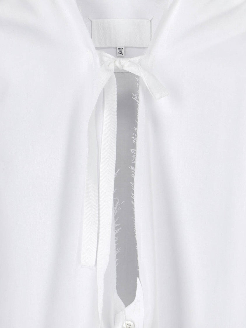 Maison Margiela White Poplin Front Tie Mini Dress