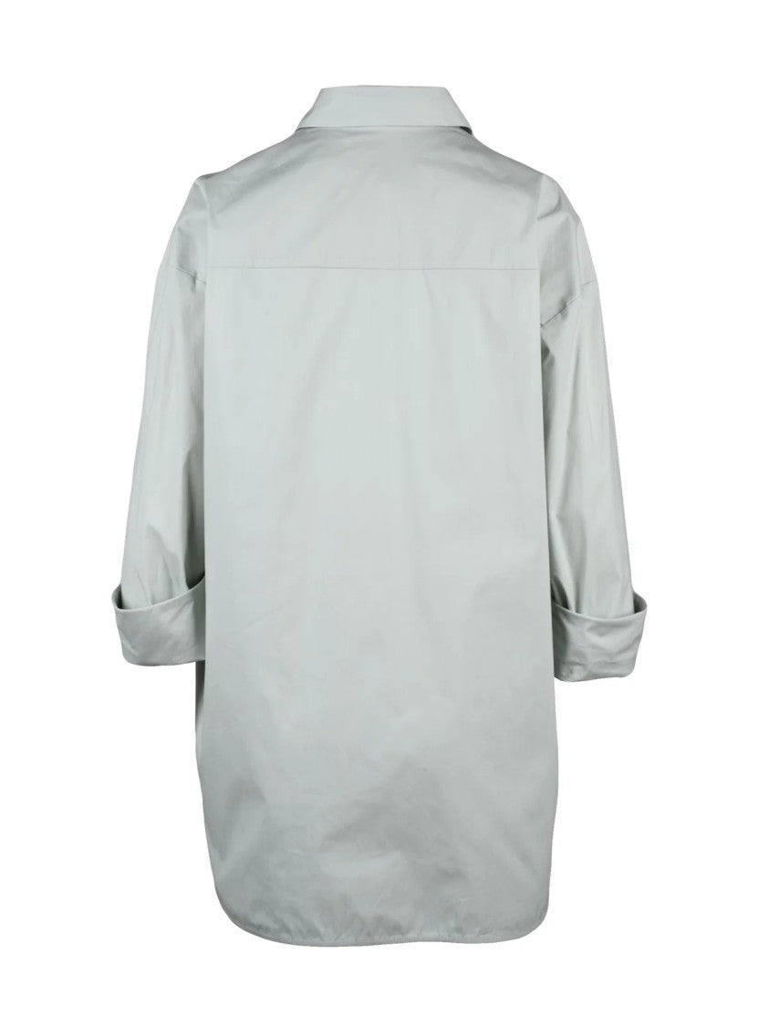 Liviana Conti Pistachio Green Cotton Polyamide Elastane Oversize Shirt