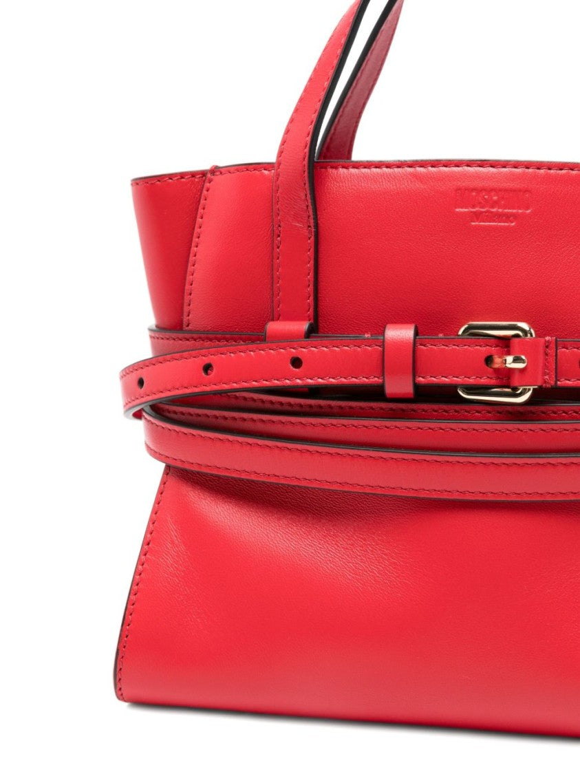 Moschino Structured Red Calf Leather Handbag