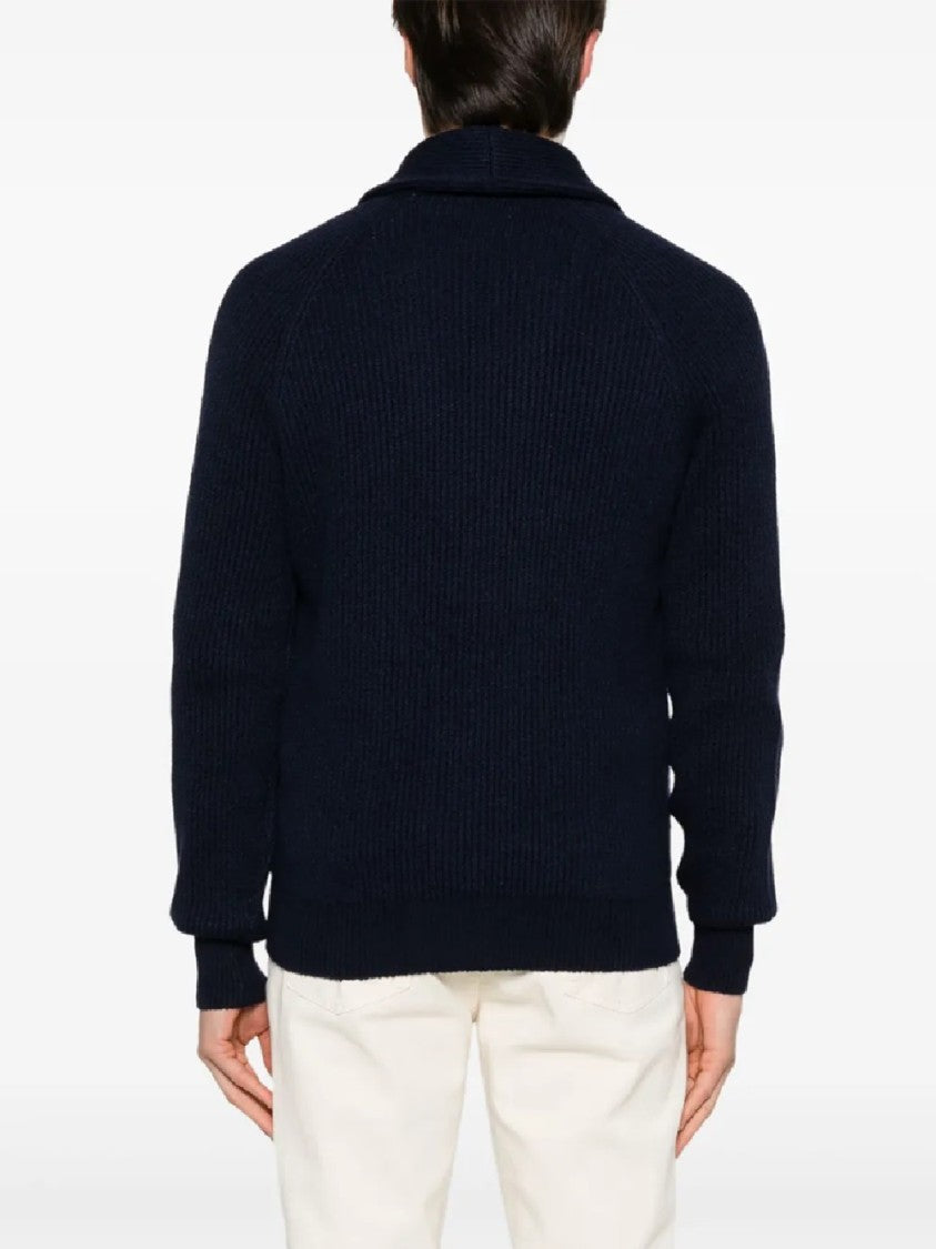 Brunello Cucinelli Deep Ribbed Knit Cardigan With Shawl Collar