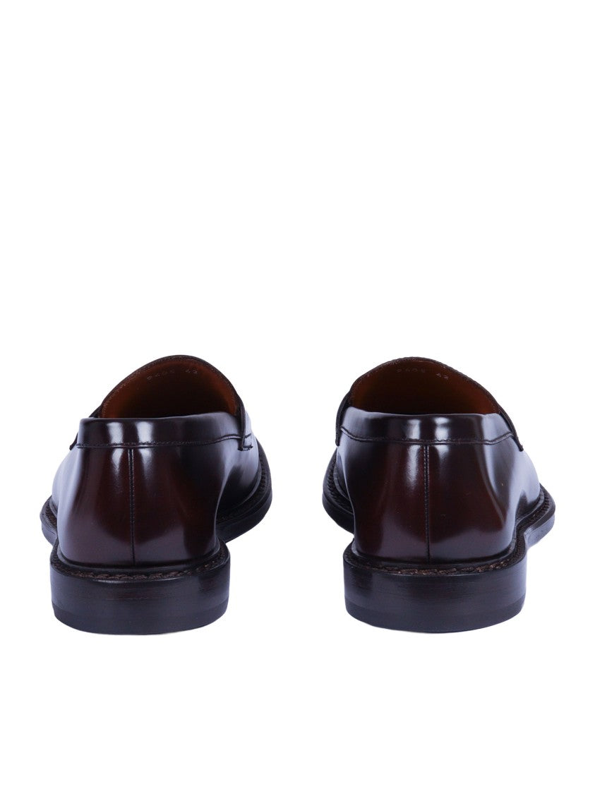 Doucal's Brown Horse Penny Leather Loafers