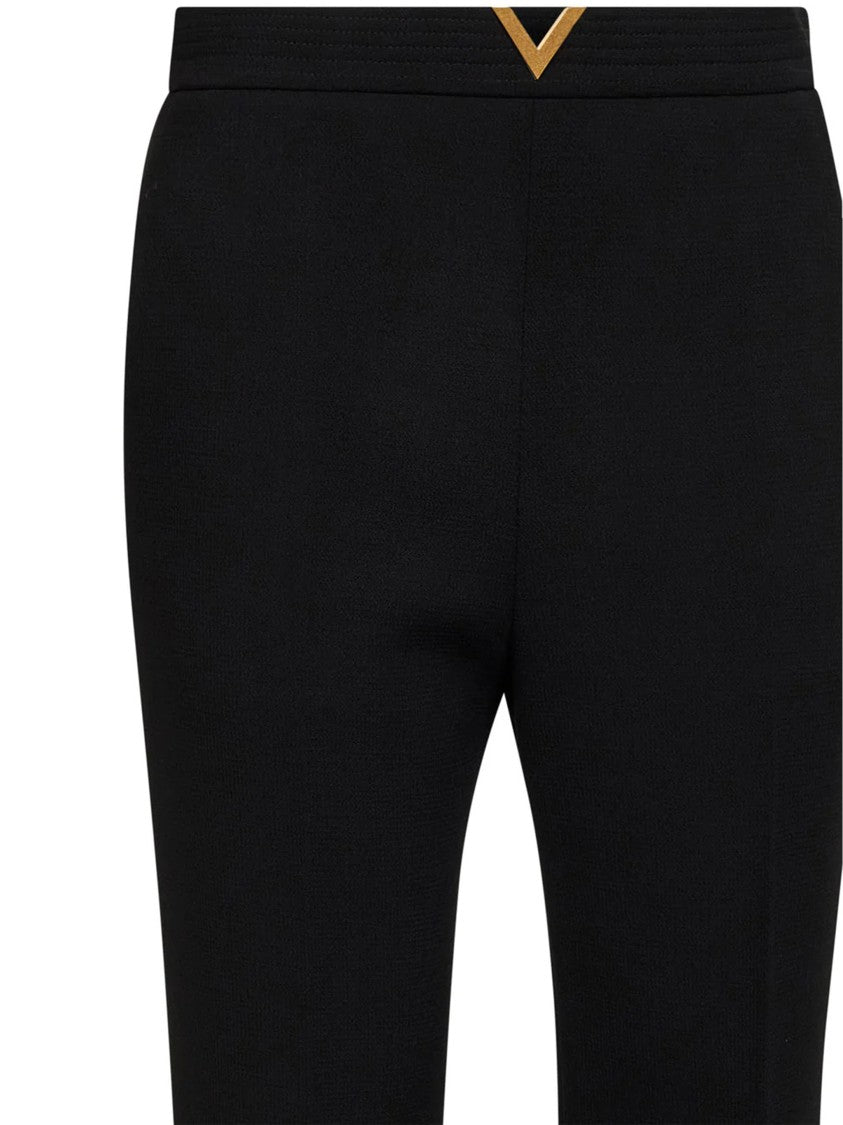 Valentino Black Tailored Wool V-Waistband Cropped Pants