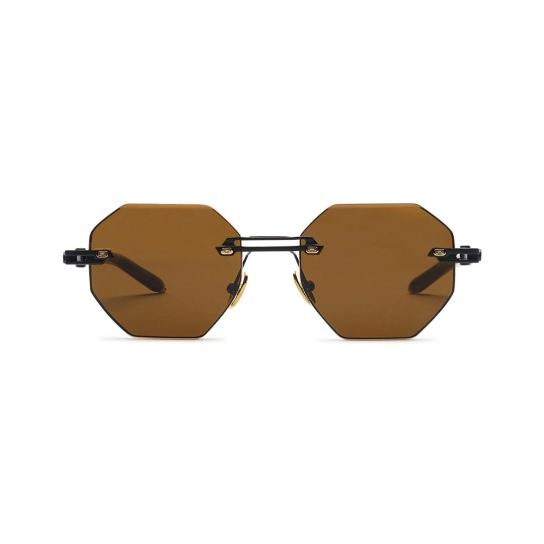 T Henri Trofeo Octagonal Brown Lens Sunglasses With Metal Frame