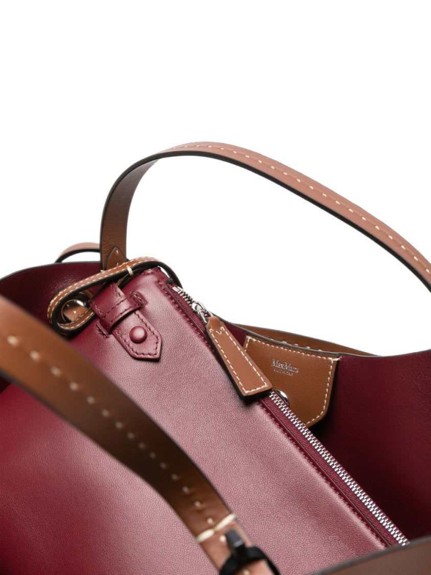 Max Mara Spacious Brown Tote Bag With Drawstring Closure