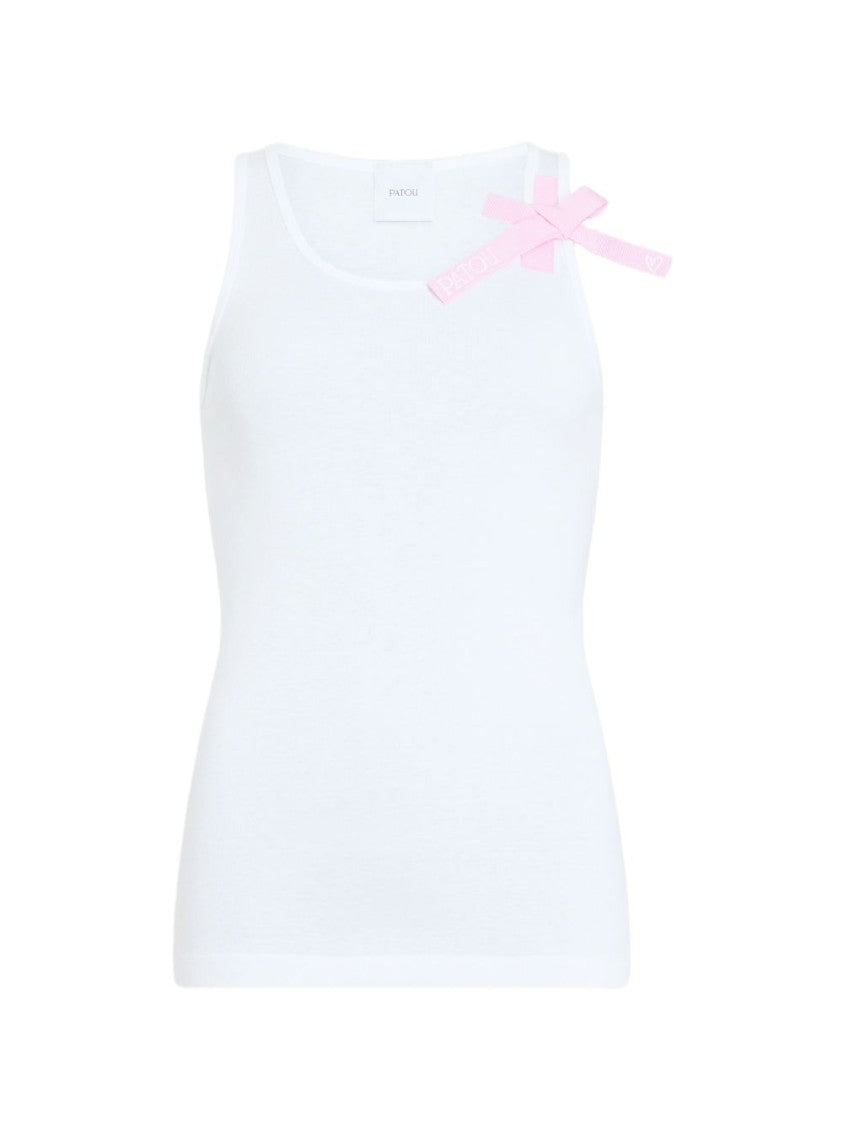 Patou White Silk And Nylon Crew Neck Top