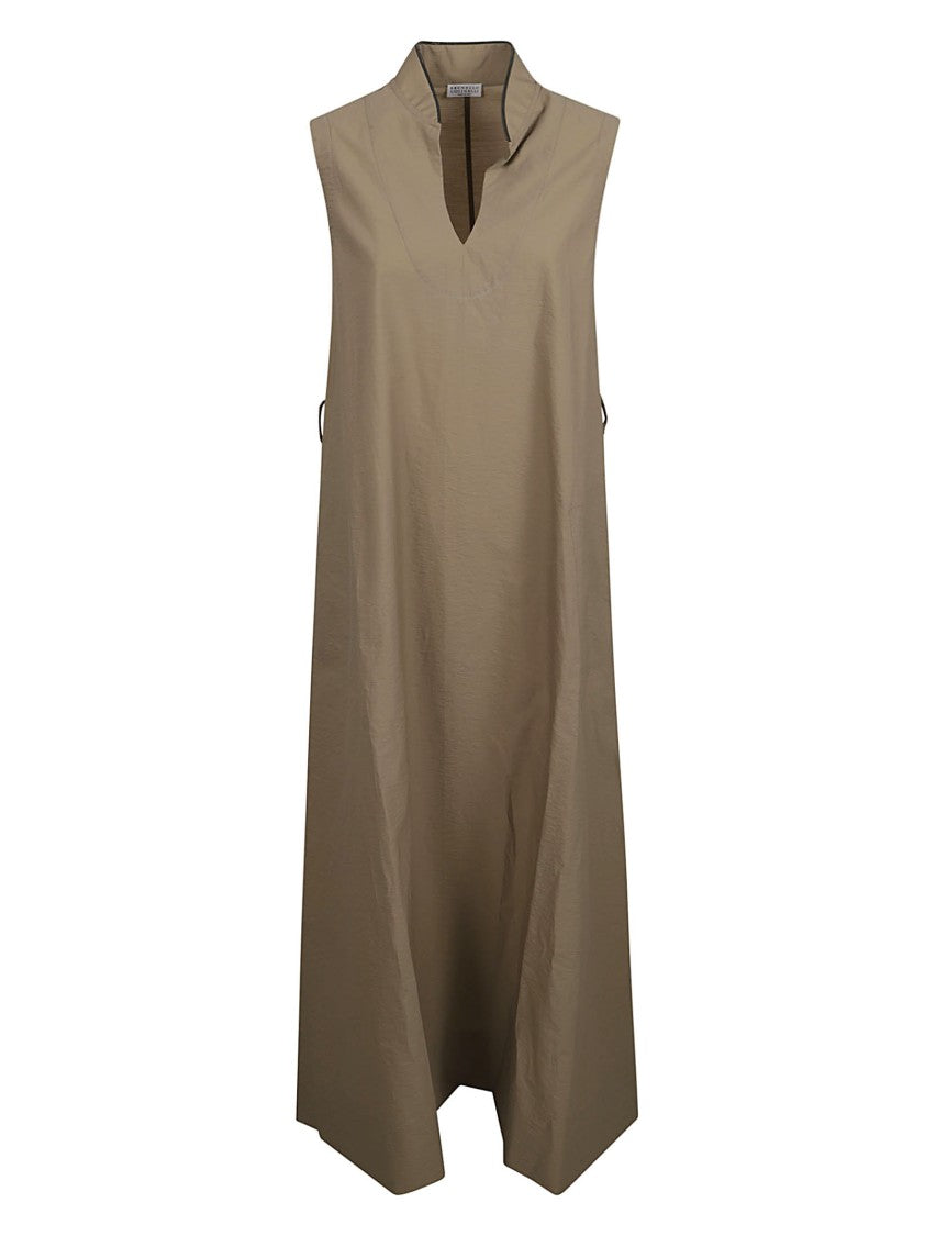 Brunello Cucinelli Sleeveless High Collar Dress
