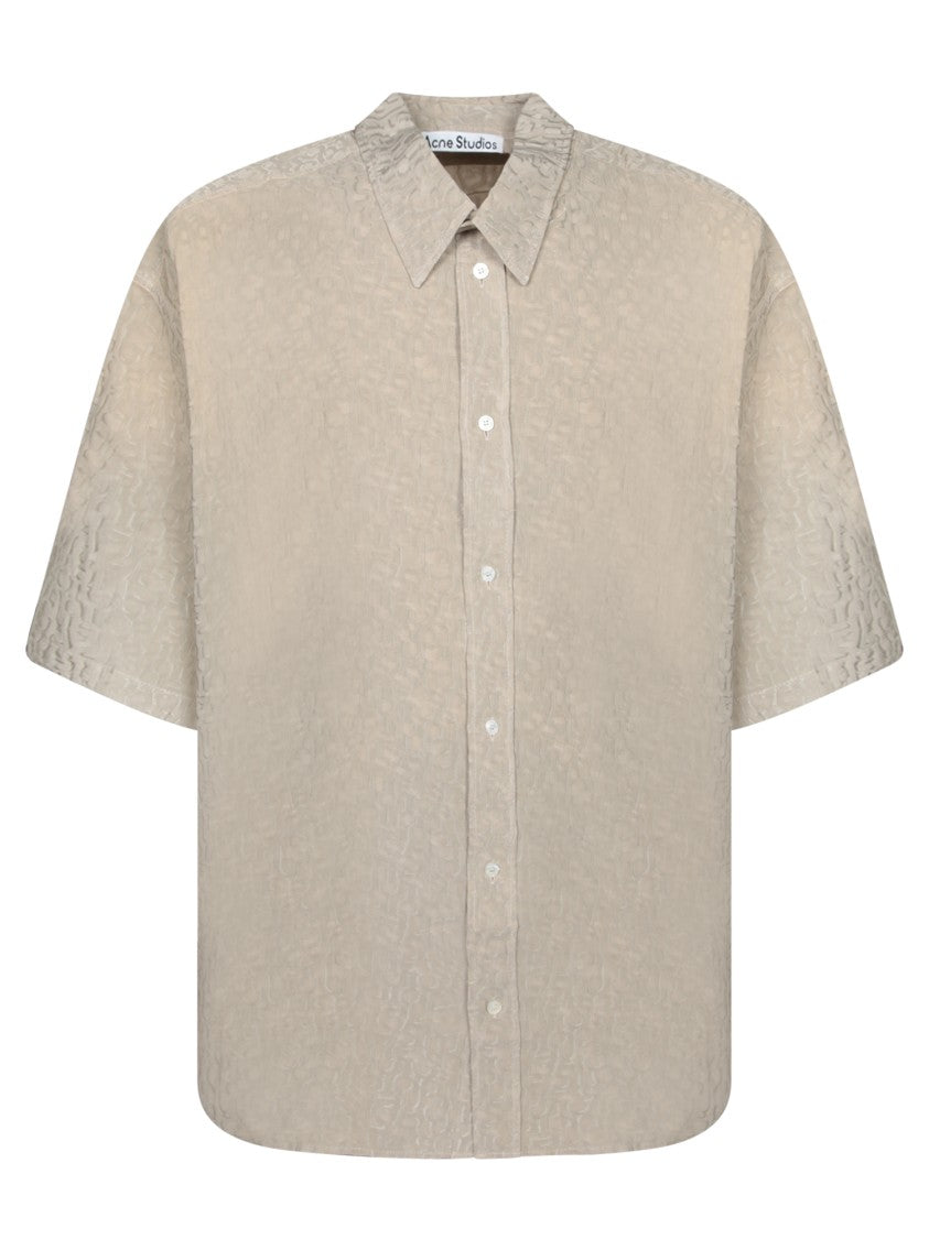 Acne Studios Relaxed Fit Textured Beige Shirt With Button-Down Front