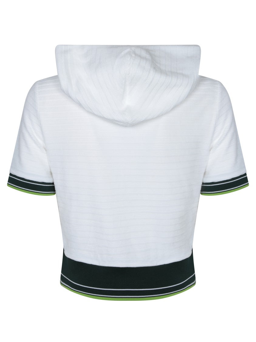 Casablanca Hooded Corduroy T-Shirt With Striped Hem