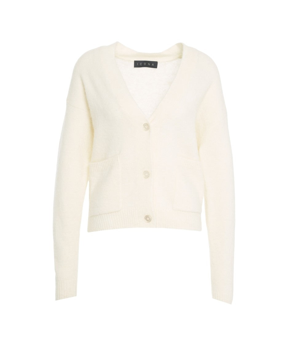 Kaos V-Neck Cardigan With Button-Down Front And Ribbed Cuffs