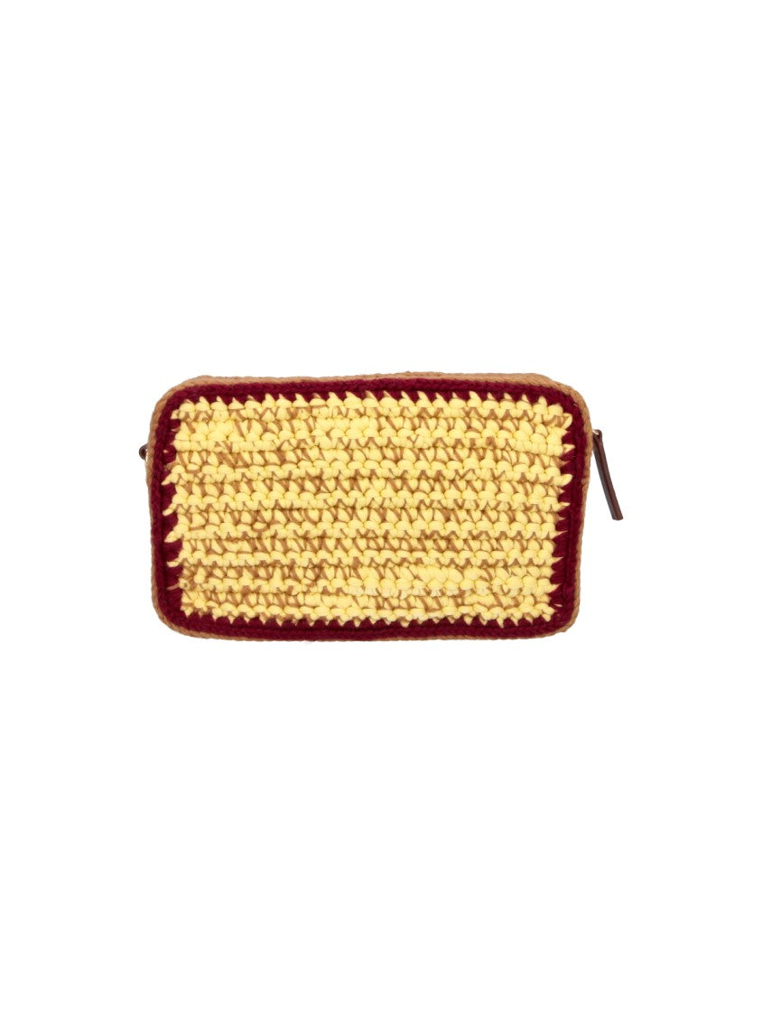 Marni Woven Wool Shoulder Bag With Zip Closure And Removable Strap