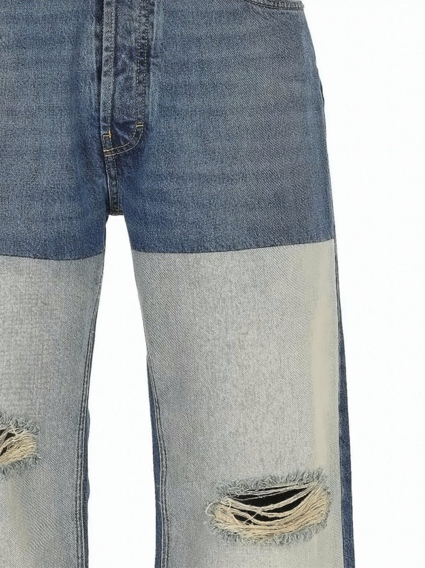 Maison Margiela Patchwork Design Straight-Leg Jeans With Distressed Detailing
