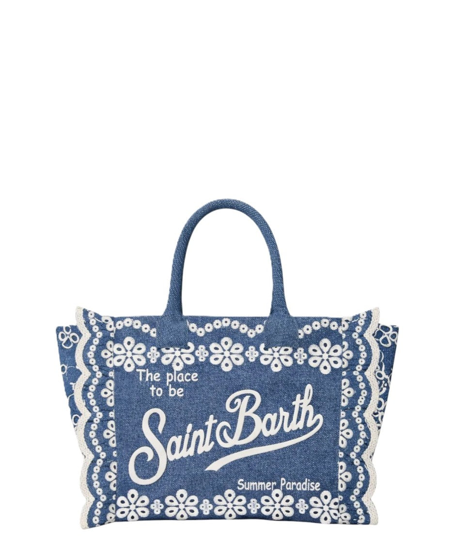 Mc2 Saint Barth Structured Tote Bag With Floral Embroidery