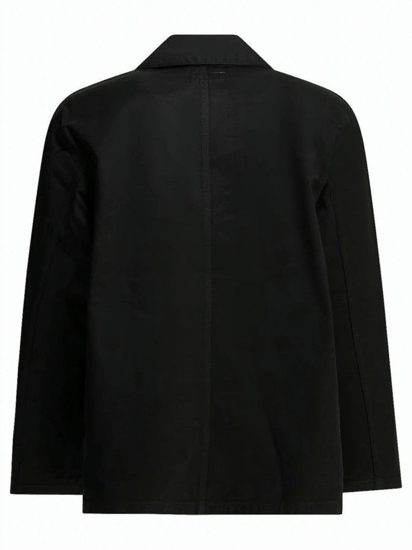 Carhartt Wip Boxy Black Cotton Jacket With Button-Up Front And Four Pockets