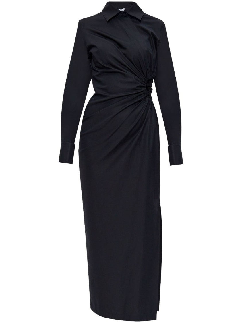 Max Mara Black Cotton Midi Dress With Cut-Out Detail