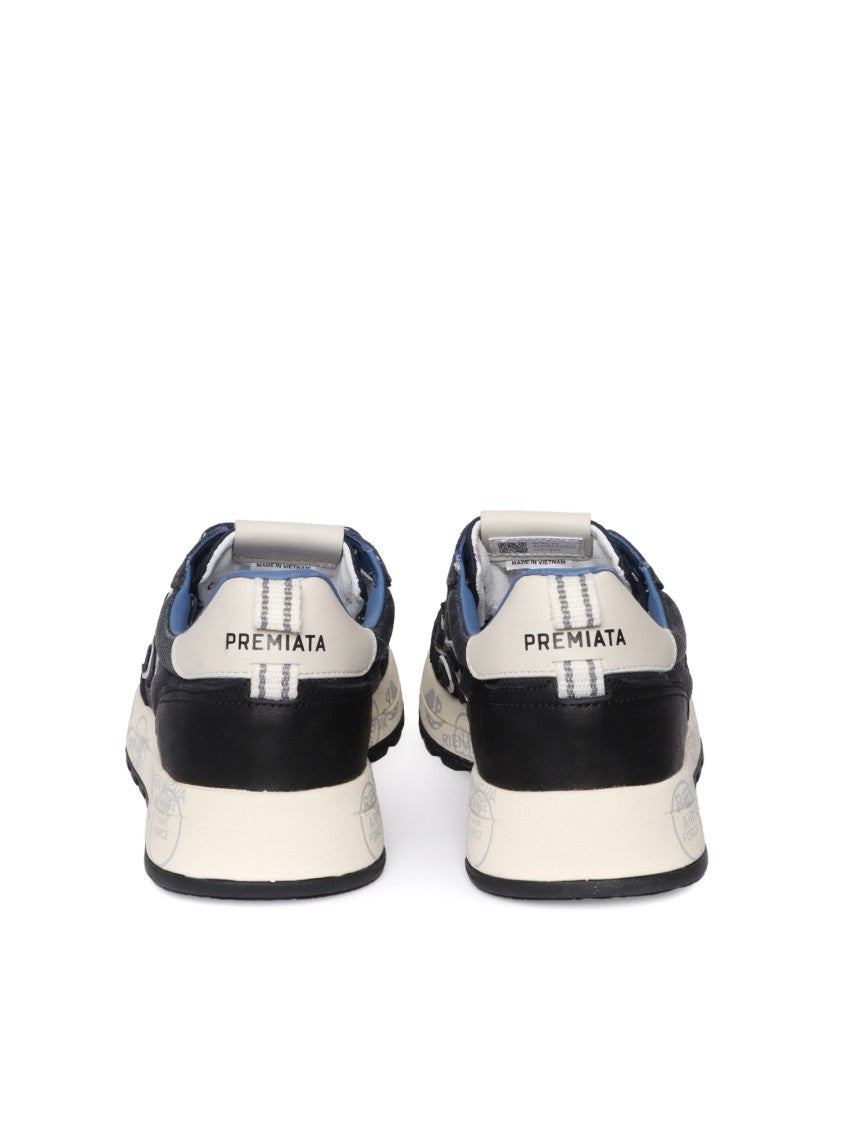 Premiata Layered White Sneakers With Textured Leather And Tpu Overlays