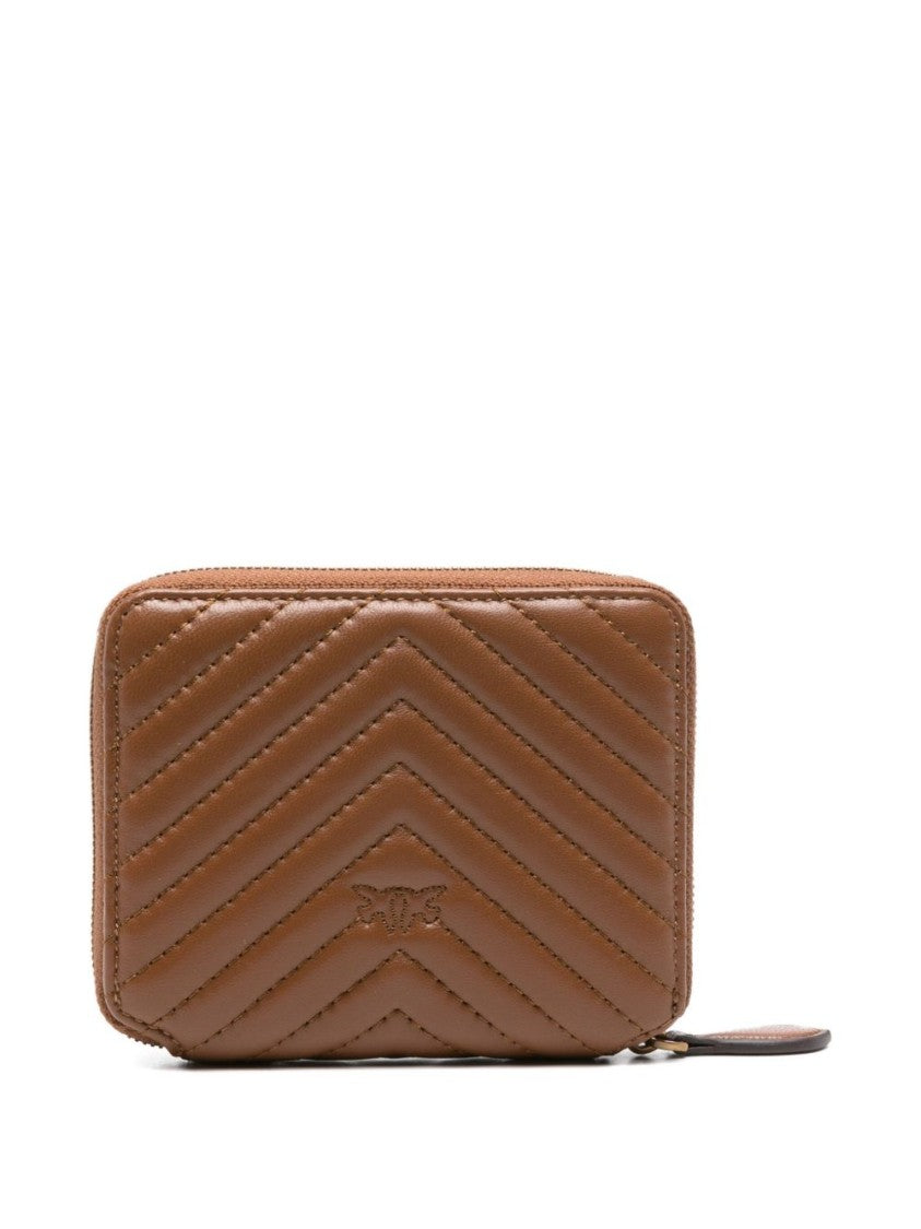 Pinko Chevron Quilted Calf Leather Wallet