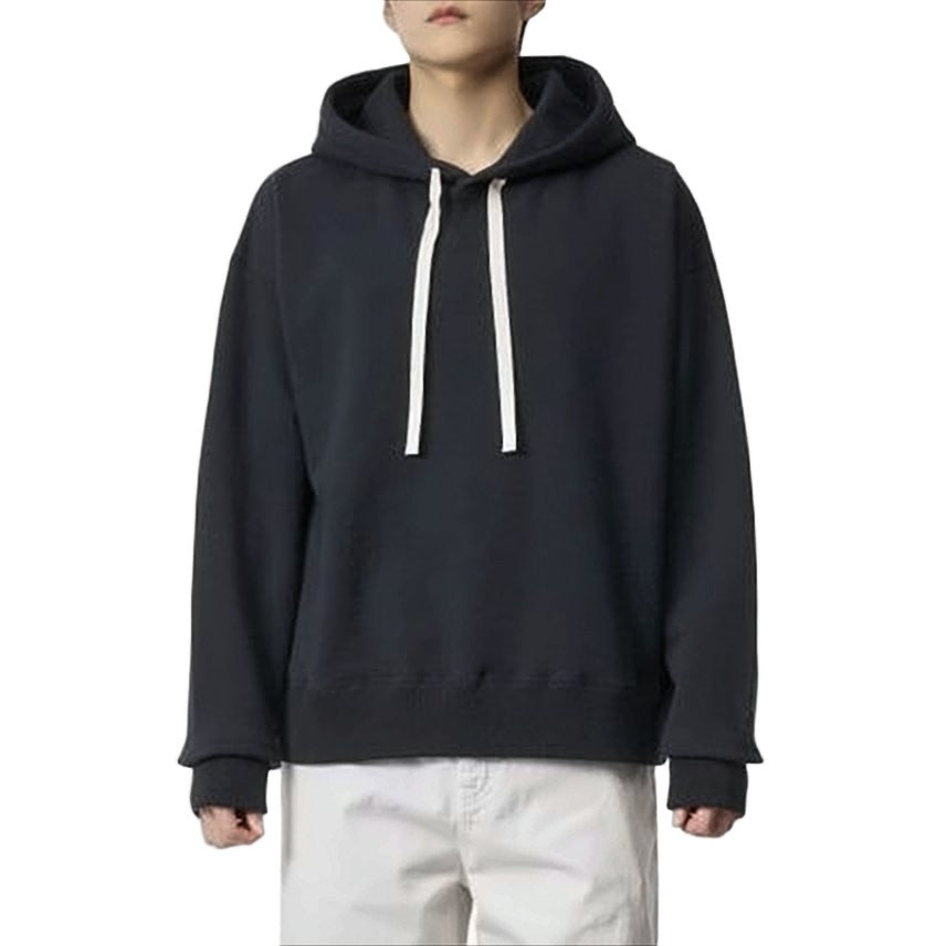 Jil Sander Minimalist Black Hoodie With Contrasting Drawstrings