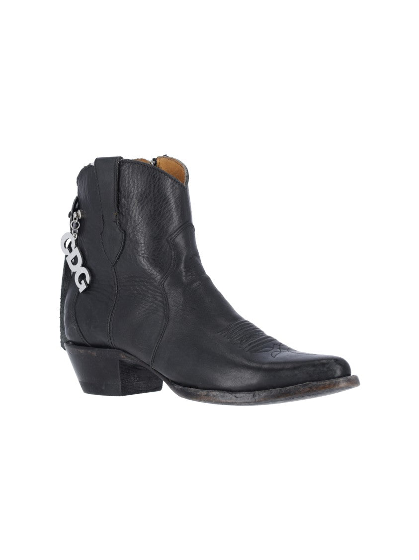 Comme Des Garçons Black Pointed Toe Leather Boots