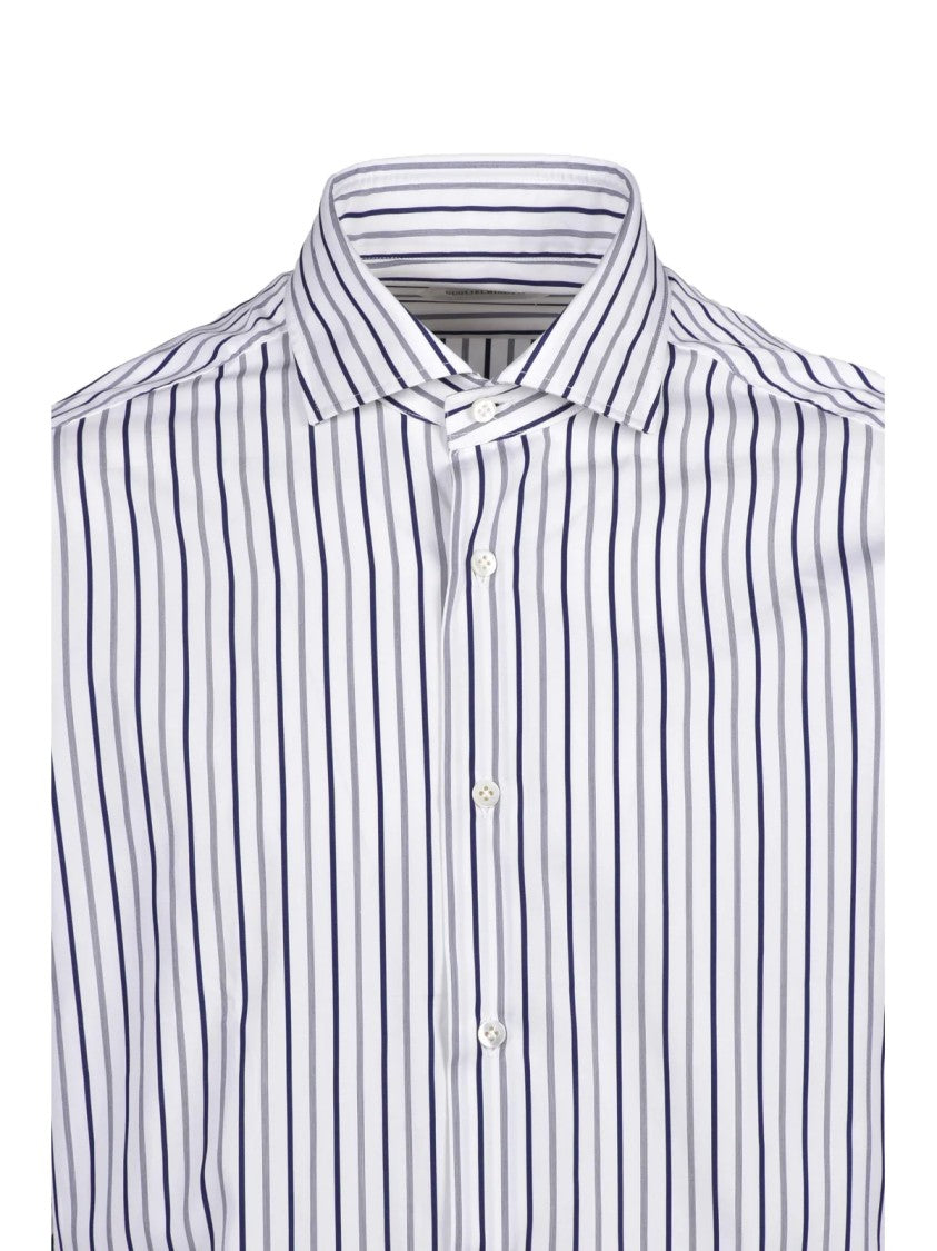Guglielminotti Cream/Blue Striped Cotton Shirt