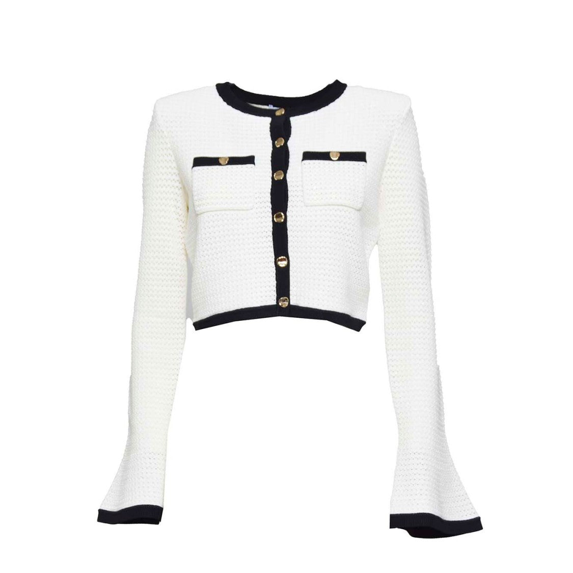 Self-Portrait White Crochet Knit Cardigan