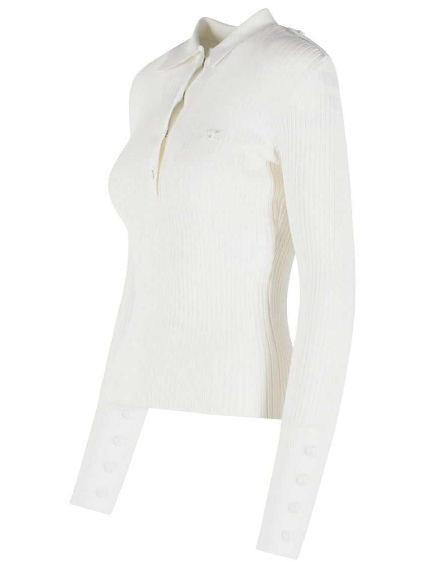 Courrèges White Viscose Blend Polo Shirt
