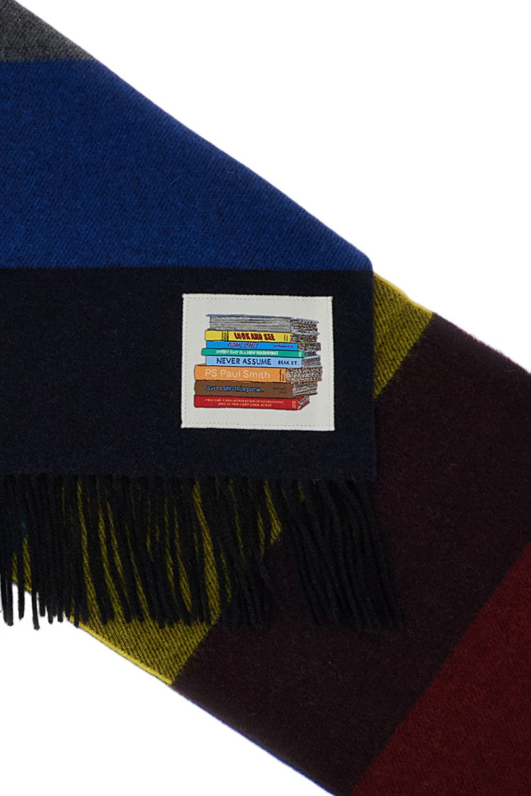 Paul Smith Multicolor Striped Fringed Wool Scarf