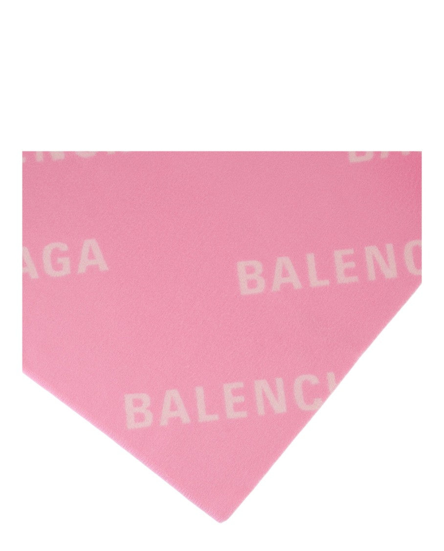 Balenciaga Rectangular Wool Scarf With Repeated Logo Pattern