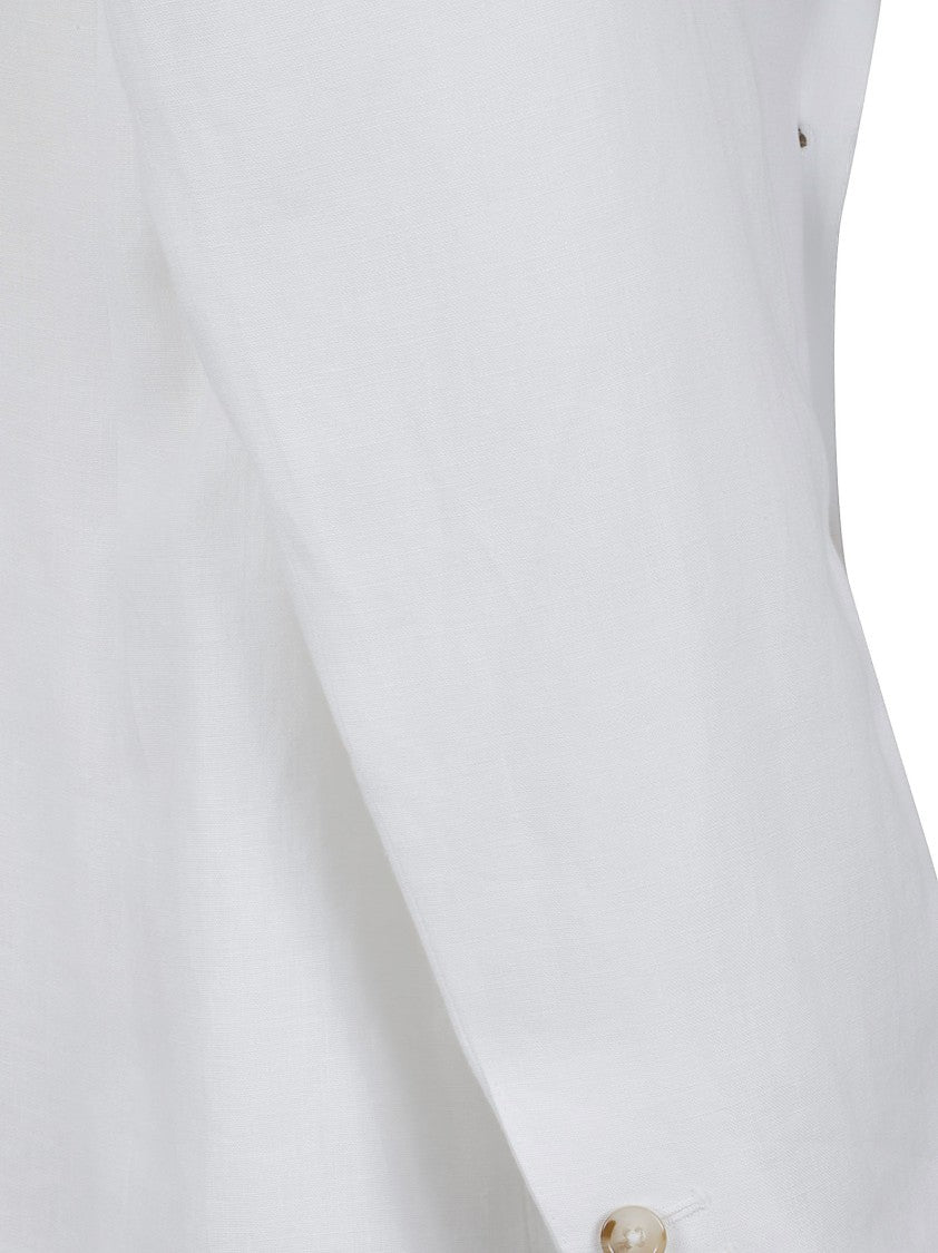 Dolce & Gabbana Double-Breasted Linen Blazer With Flap Pockets