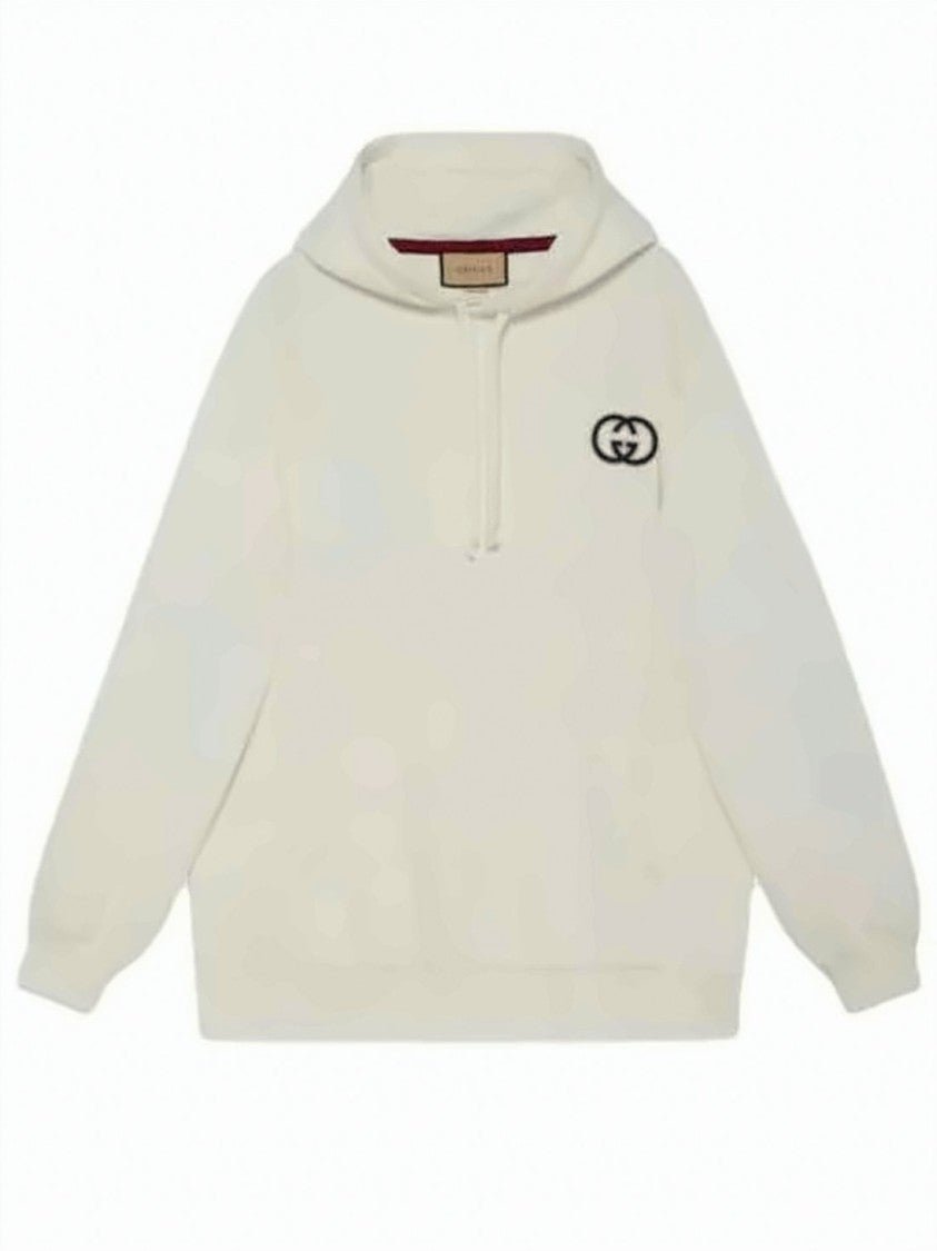 Gucci Kangaroo Pocket Hoodie With Drawstring Hood And Subtle Logo