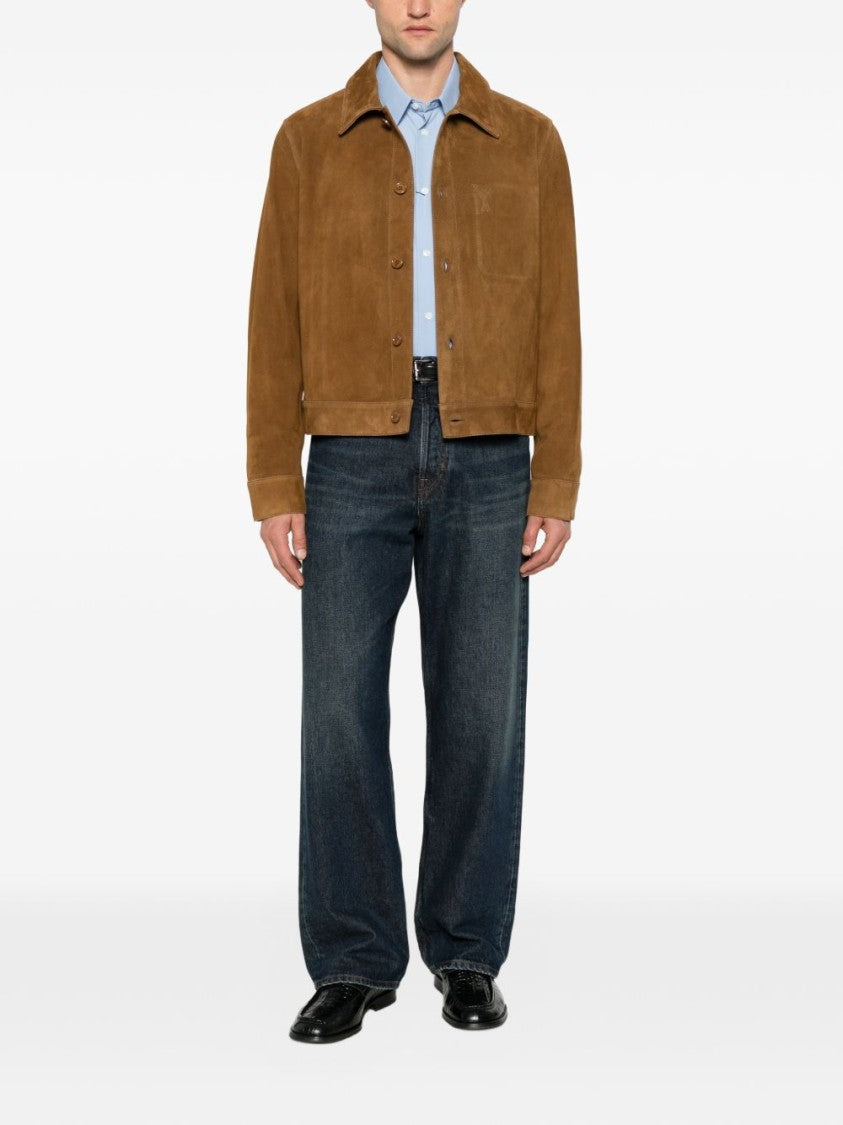 Ami Paris Cropped Boxy Jacket With Classic Collar And Soft Texture