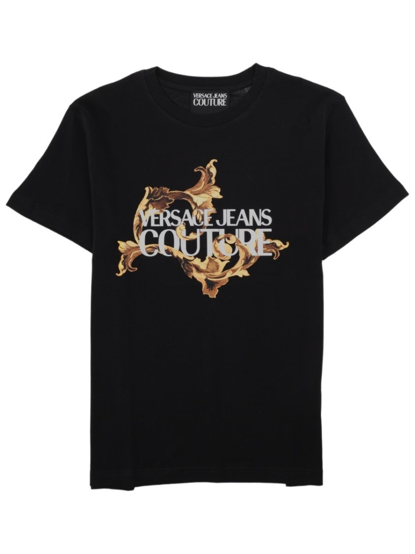 Versace Jeans Couture Baroque Graphic Black Cotton T-Shirt