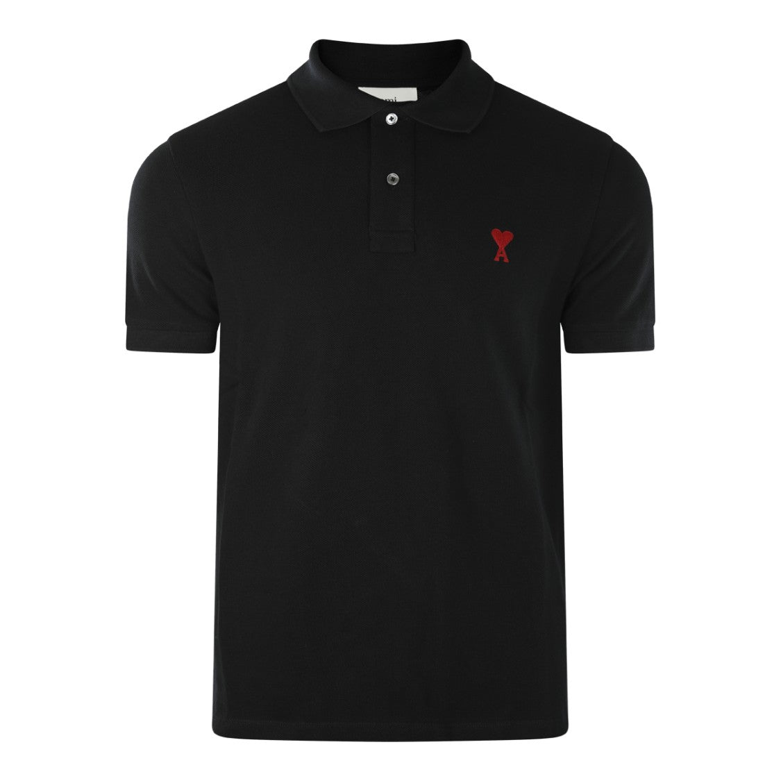 Ami Paris Classic Black Cotton Polo Shirt