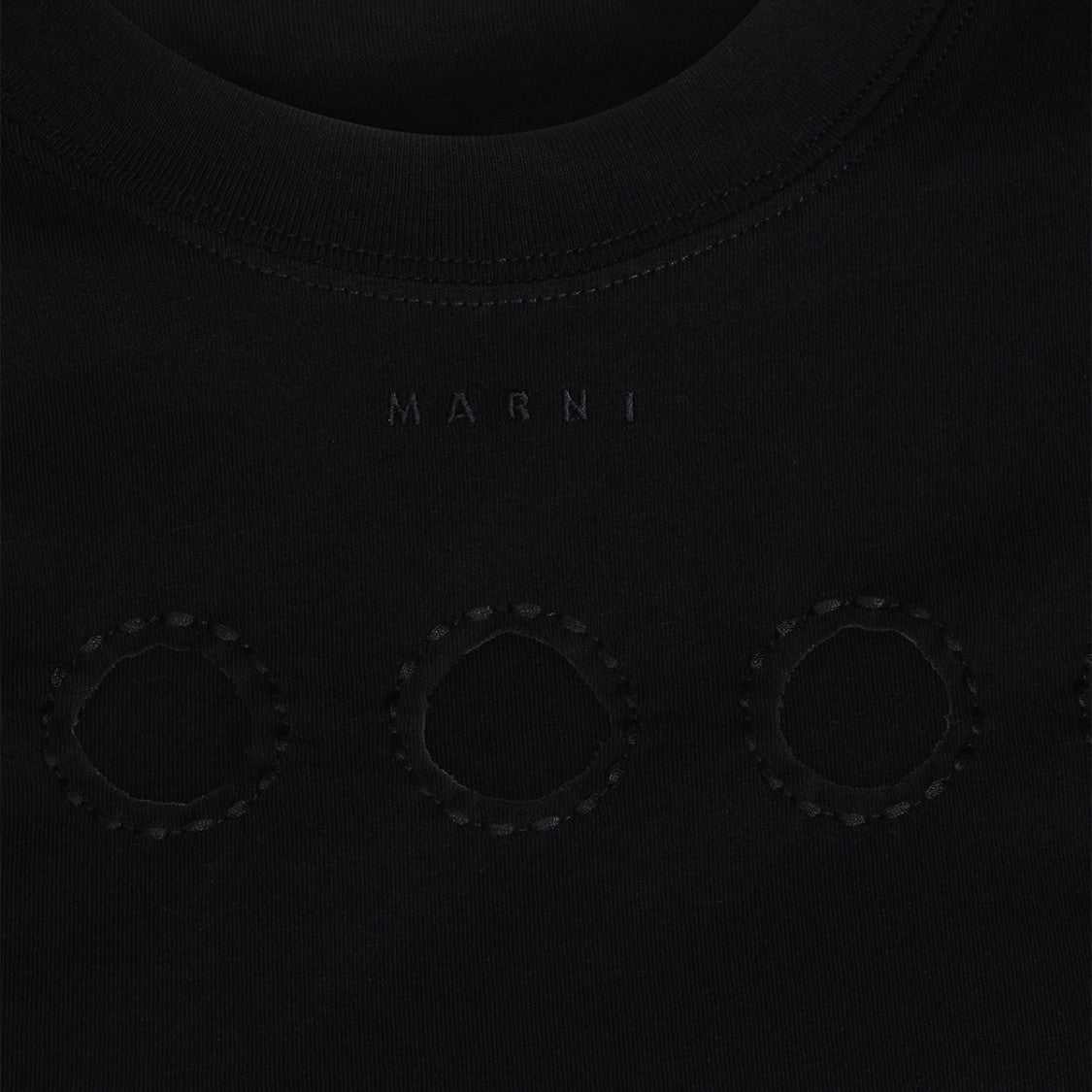Marni Fitted Black Sleeveless Top With Padded Shoulders And Embroidered Motifs