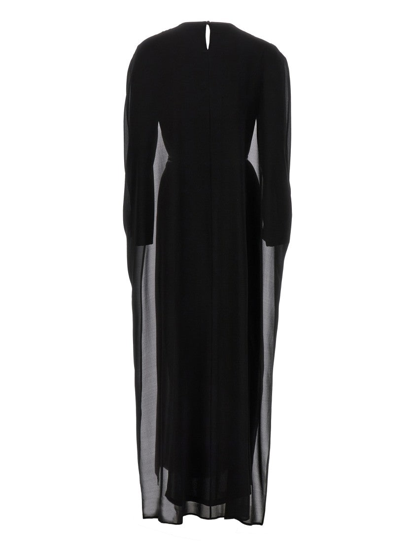 Di.La3 Pari' Silk Cape Dress With Leather Waist Tie